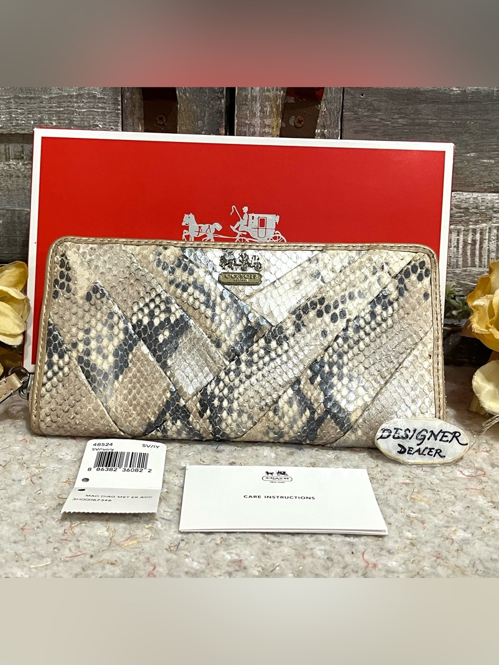 COACH Madison Metallic Exotic Snake Print Accordion Wallet 48524